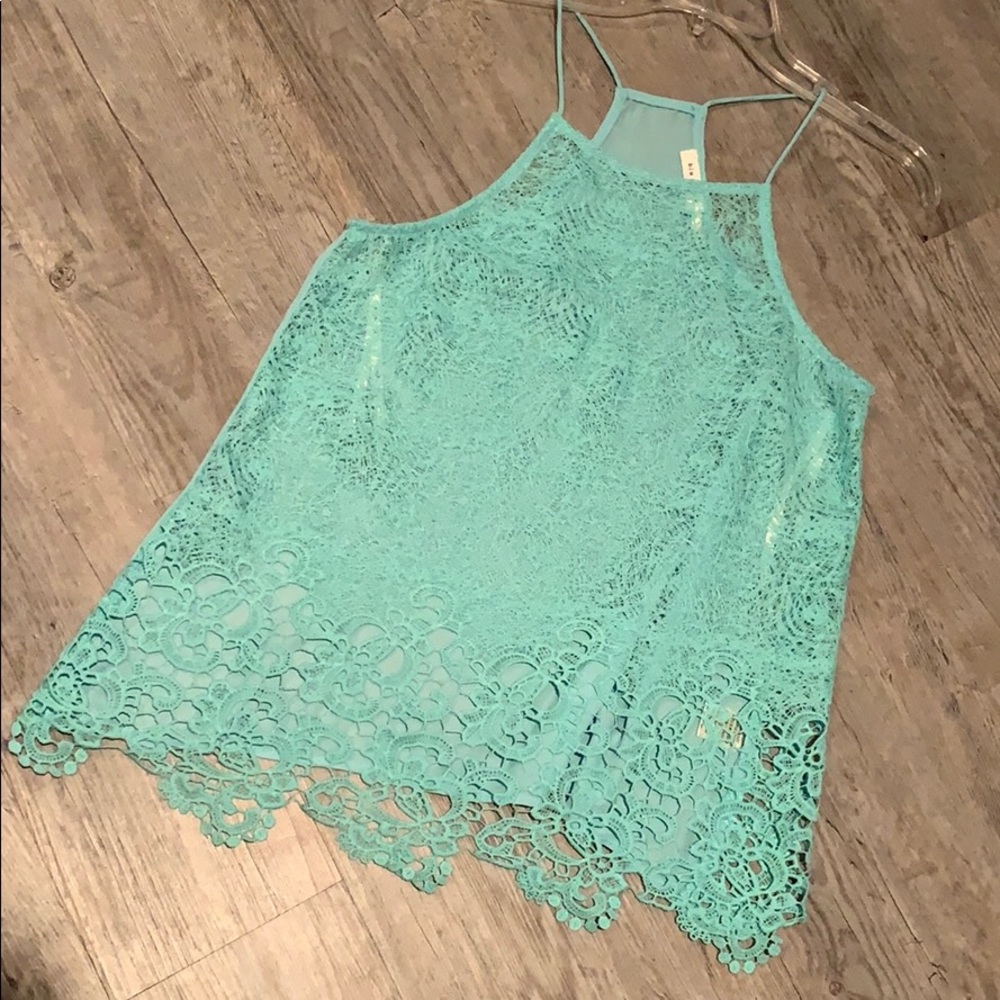 Cute Teal Crochet Tank top